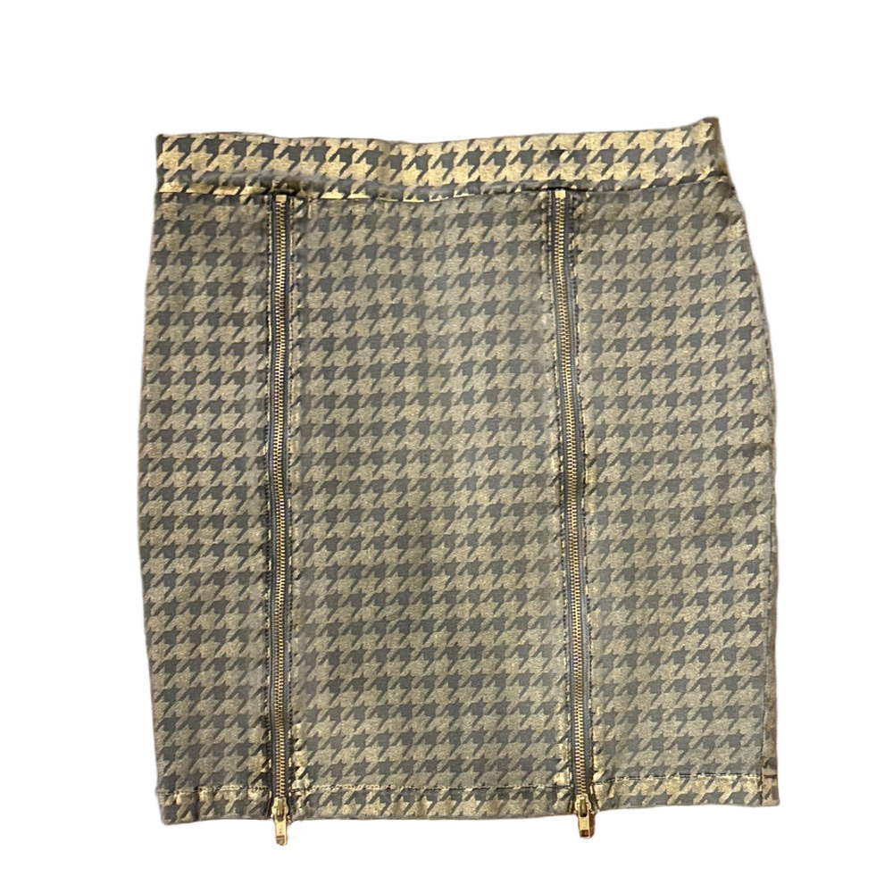 Current/Elliott gold houndstooth zipper mini skirt, no size, fits like size 4
